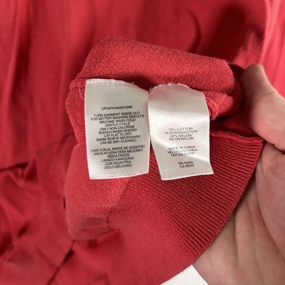 Anne Klein Sport Sweater Women's XL Red Vneck 3/4 Sleeve Cotton Blend Pullover - Picture 5 of 8